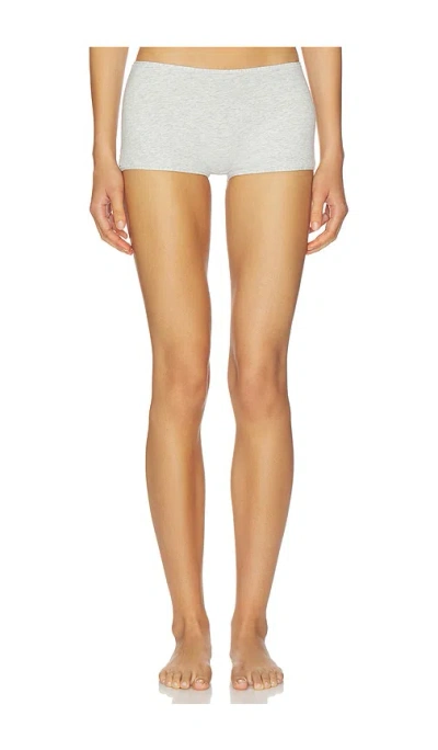 Skims Everyday Cotton Boyshort In Light Heather Grey