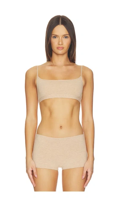 Skims Everyday Cotton Scoop Bralette In Clay Heather