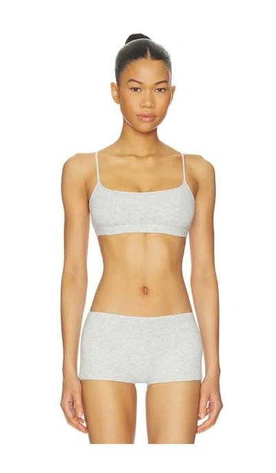 Skims Everyday Cotton Scoop Bralette In Light Heather Grey