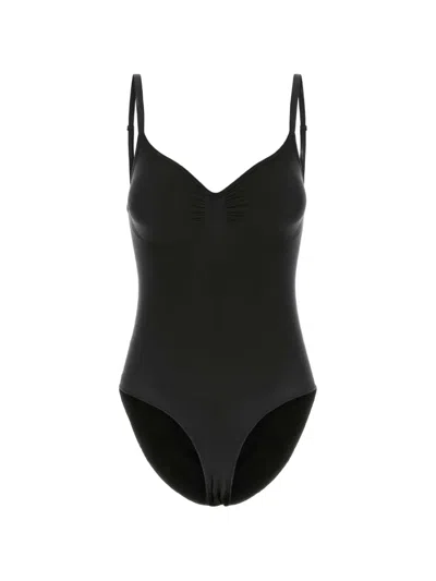 Skims Ruched Brief Bodysuit In Black