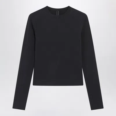 Skims Sculpting Mini Crew-neck Long-sleeve T-shirt In Stretch Jersey In Black
