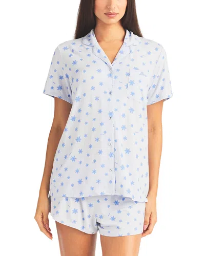 Skims Sleep Short Sleeve Button Up Pajama Set In Brick Frosty Cabin