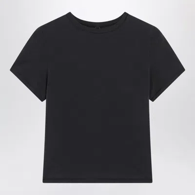 Skims Ultra-soft Double-layer Crew-neck Mini T-shirt With Stretch Fit In Black