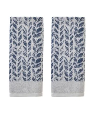 Skl Home Distressed Leaves Turkish Cotton Towel In Sage