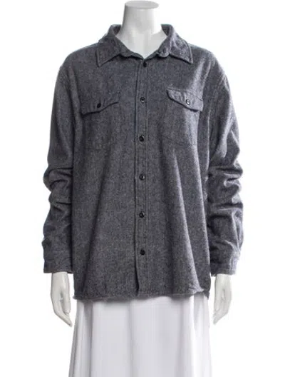 Pre-owned Slate & Stone Long Sleeve Button-up Top In Blue
