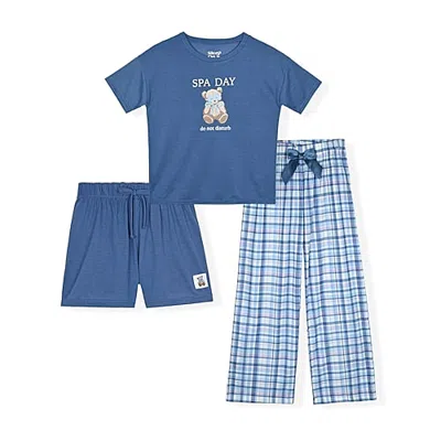 Sleep On It Little & Big Kid Girls Crew Neck Short Sleeve 3-pc. Pajama Set In Blue