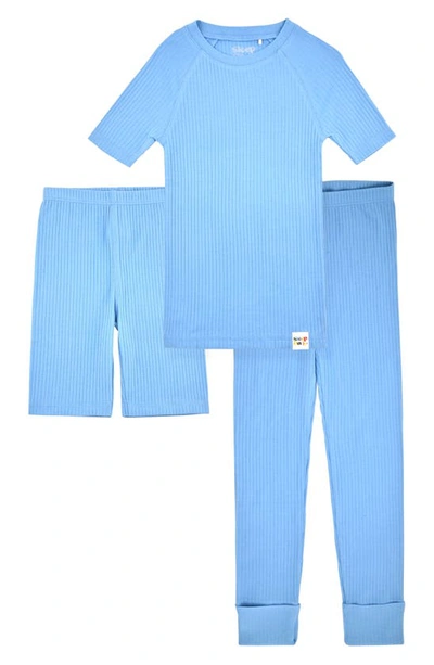 Sleep On It Babies' Organic Cotton Fitted 3-piece Pajamas In Light Blue