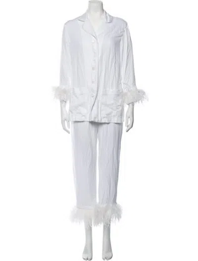 Pre-owned Sleeper Feather Trim Lounge Set In White