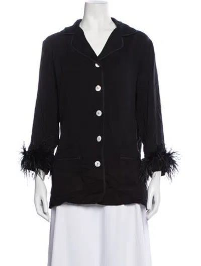 Pre-owned Sleeper Feather Trim Pajamas In Black