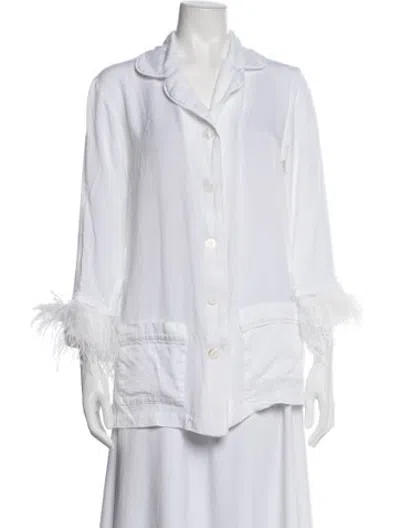 Pre-owned Sleeper Feather Trim Pajamas In White