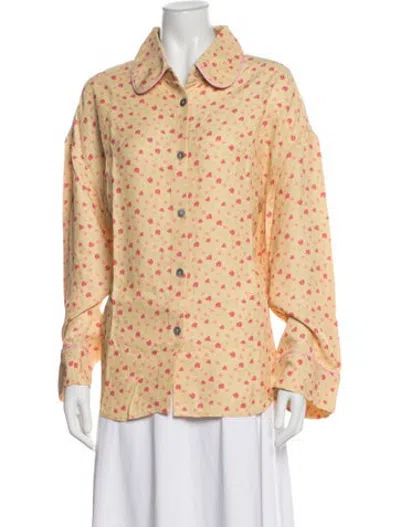 Pre-owned Sleeper Floral Print Pajamas W/ Tags In Yellow