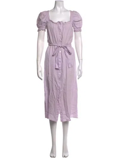 Pre-owned Sleeper Linen Midi Length Dress In Purple