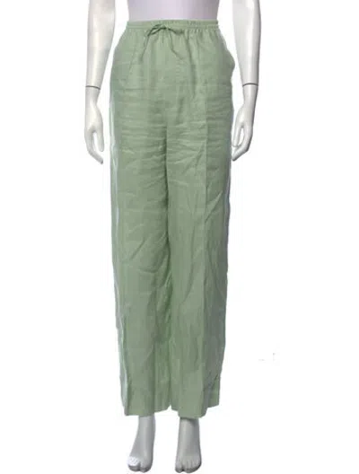 Pre-owned Sleeper Linen Wide Leg Pants In Green