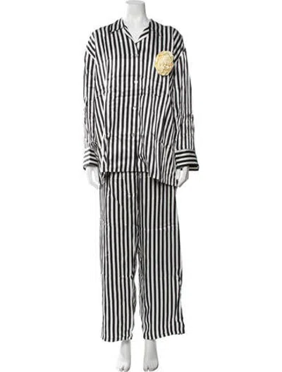 Pre-owned Sleeper Striped Pant Set W/ Tags In White