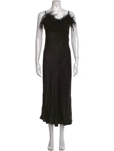 Pre-owned Sleeper V-neck Midi Length Dress In Black