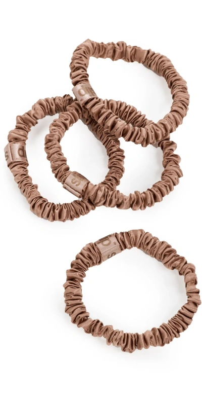 Slip Skinny Scrunchies Set Of 4 Light Brown In White