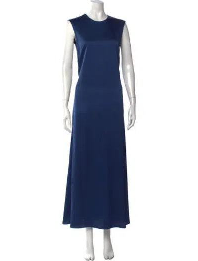 Pre-owned Sloan Crew Neck Long Dress In Blue