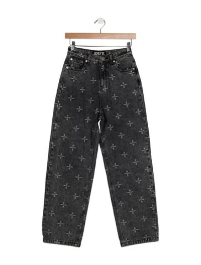 Pre-owned Smfk High-rise Straight Leg Jeans In Grey