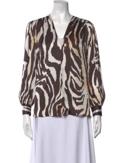 Pre-owned Smythe Animal Print V-neck Blouse In Multicolor
