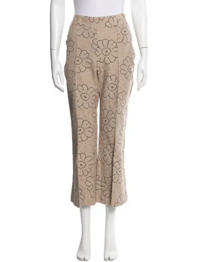 Pre-owned Smythe Floral Print Flared Pants In Neutrals