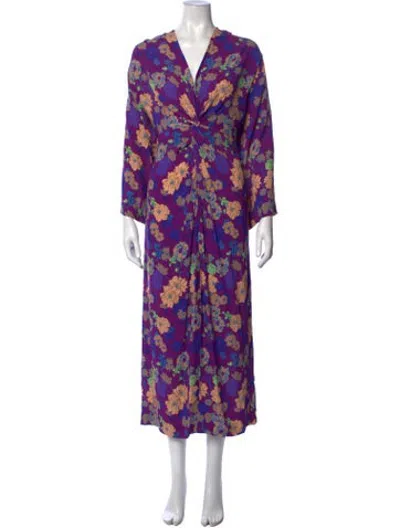 Pre-owned Smythe Floral Print Midi Length Dress In Purple