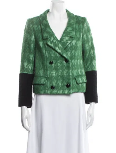 Pre-owned Smythe Houndstooth Print Blazer In Green