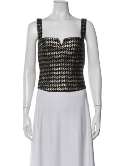 Pre-owned Smythe Houndstooth Print V-neck Top W/ Tags In Multicolor