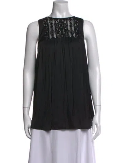 Pre-owned Smythe Lace Pattern Crew Neck Top In Black