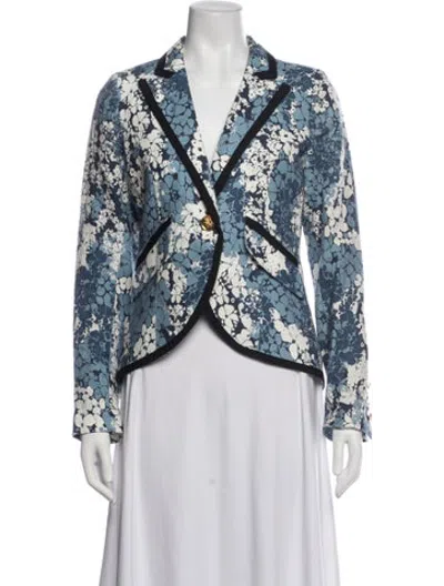Pre-owned Smythe Linen Floral Print Blazer In Blue
