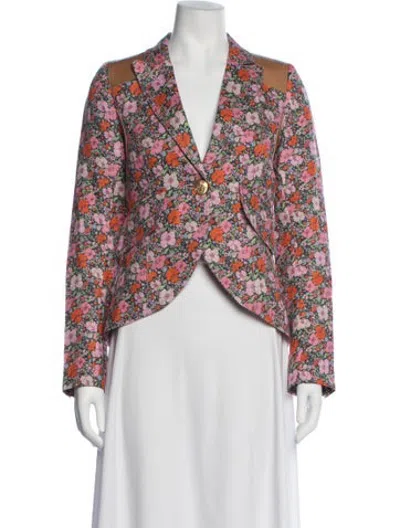 Pre-owned Smythe Linen Floral Print Blazer In Multicolor
