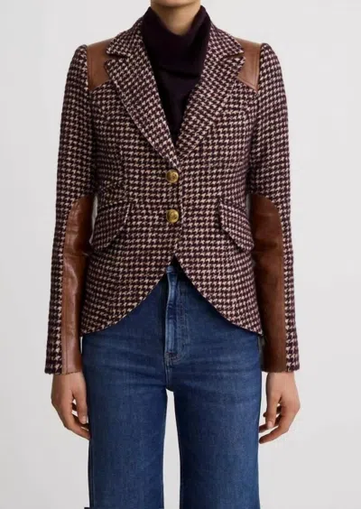 Smythe Patch Equestrian Blazer In Plum Houndstooth In Multi