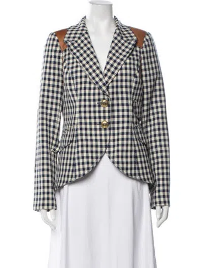 Pre-owned Smythe Plaid Print Blazer In Blue