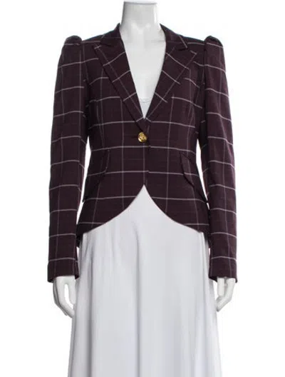 Pre-owned Smythe Plaid Print Blazer In Purple