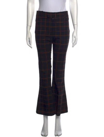 Pre-owned Smythe Plaid Print Flared Pants In Black
