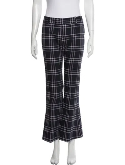 Pre-owned Smythe Plaid Print Flared Pants In Blue