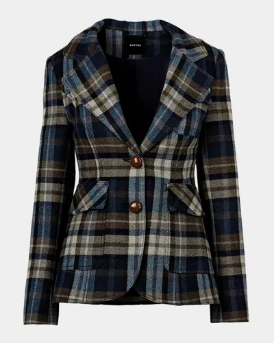 Smythe Plaid Wool-blend Blazer In Blue Plaid
