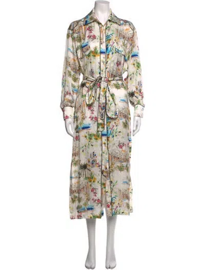 Pre-owned Smythe Printed Midi Length Dress In White