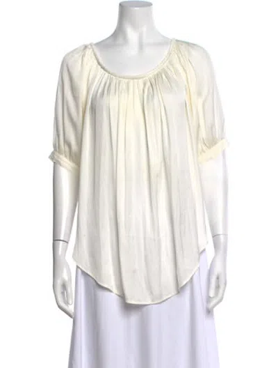 Pre-owned Smythe Scoop Neck Short Sleeve Blouse In White