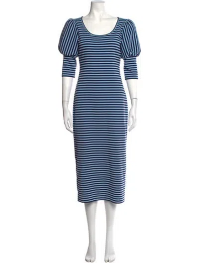 Pre-owned Smythe Striped Midi Length Dress In Blue