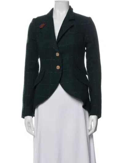 Pre-owned Smythe Virgin Wool Plaid Print Blazer In Green
