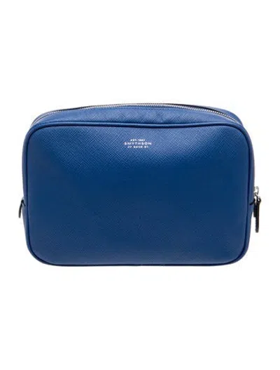 Pre-owned Smythson Leather Clutch In Blue