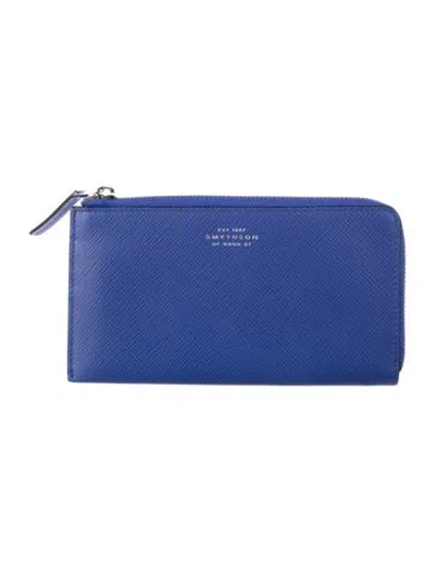 Pre-owned Smythson Leather Continental Wallet In Blue