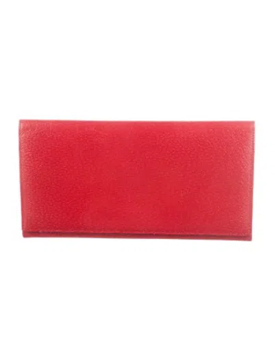 Pre-owned Smythson Leather Continental Wallet In Red