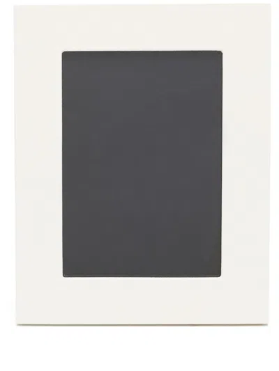Smythson Medium Panama Leather Photo Frame In White