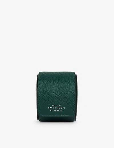 Smythson Unisex Green Panama Logo-embossed Single Leather Watch Roll 8cm