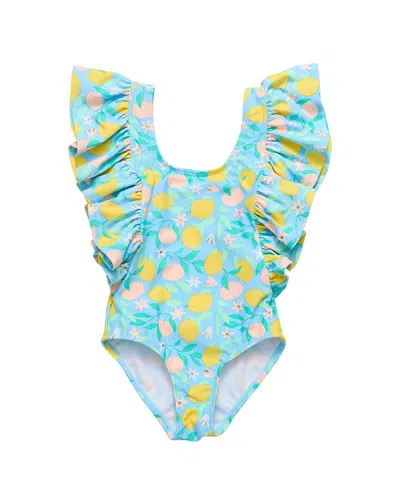 Snapper Rock Lemon Drops Wide Frill Swimsuit In Multi