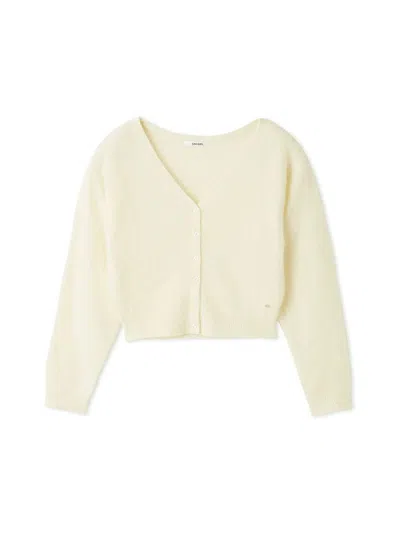 Snidel Premium Wool Mink Cardigan In Yellow