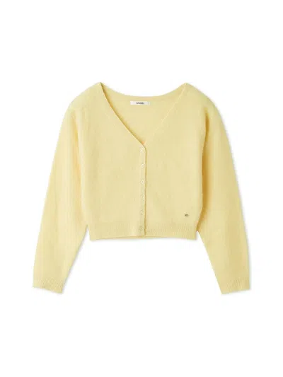 Snidel Premium Wool Mink Cardigan In Yellow