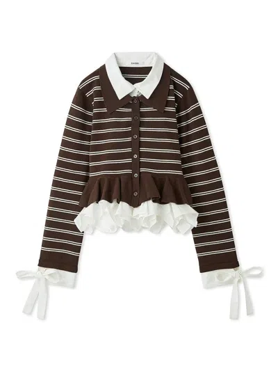 Snidel Volume Frill Peplum Cardigan In Brown