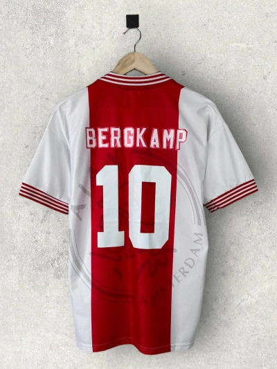 Pre-owned Soccer Jersey X Umbro Vintage 1996-1997 Umbro Ajax Bergkamp 10 Soccer Jersey In White Red